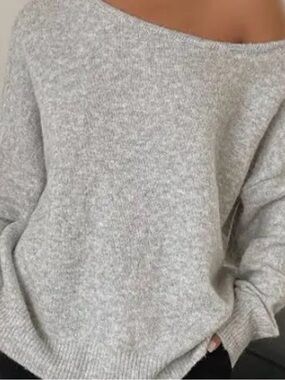Cozy Off-Shoulder Women's Sweater - Light Gray